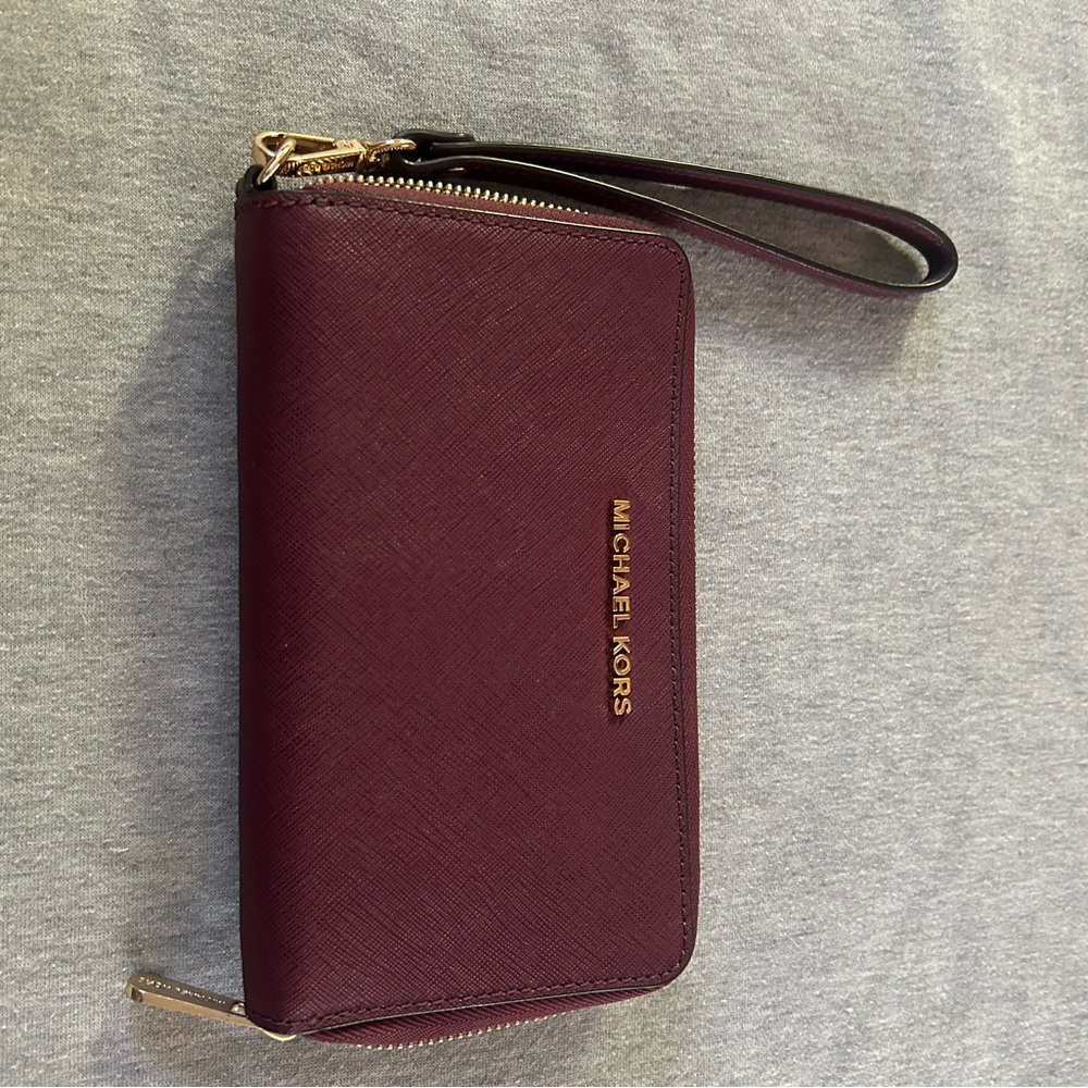Michael Kors Burgundy Wristlet Wallet